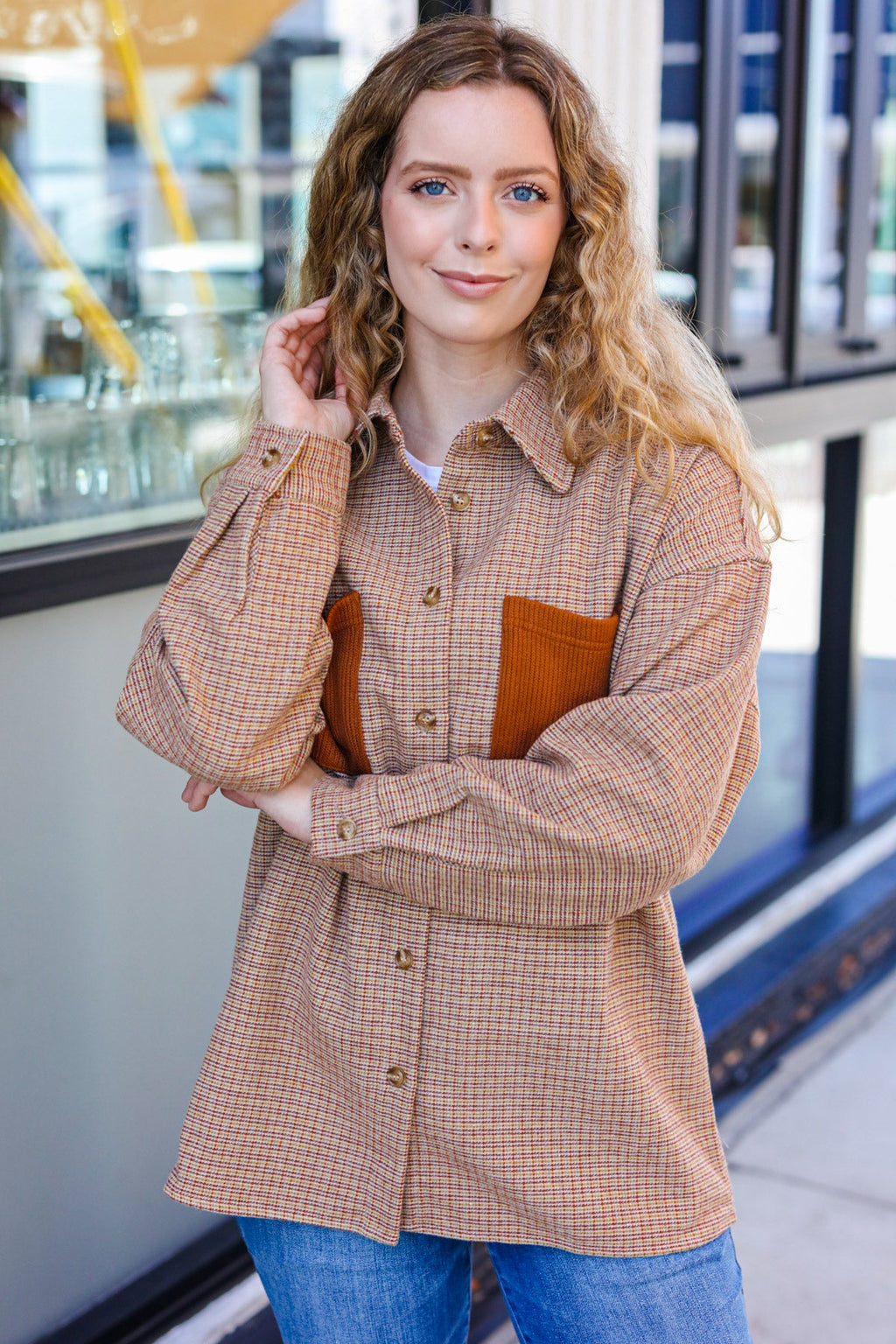Start Your Day Rust Flannel Plaid Oversized Shacket