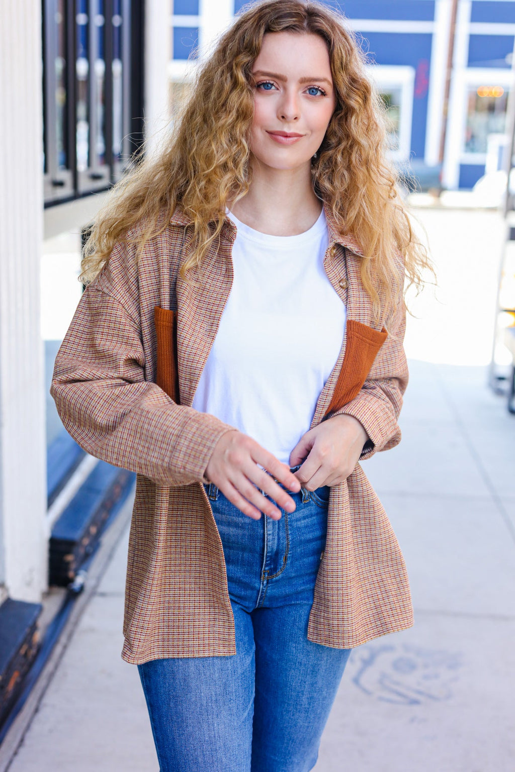 Start Your Day Rust Flannel Plaid Oversized Shacket