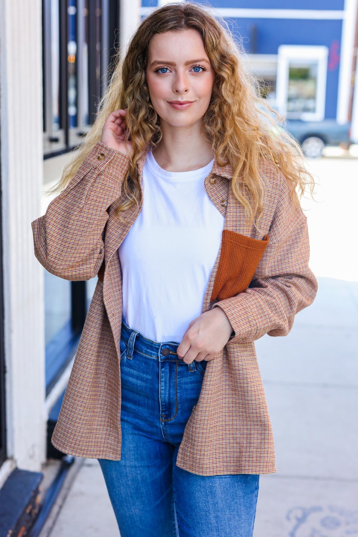 Start Your Day Rust Flannel Plaid Oversized Shacket