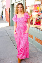 Perfectly You Fuchsia Ditzy Floral Fit & Flare Maxi Dress