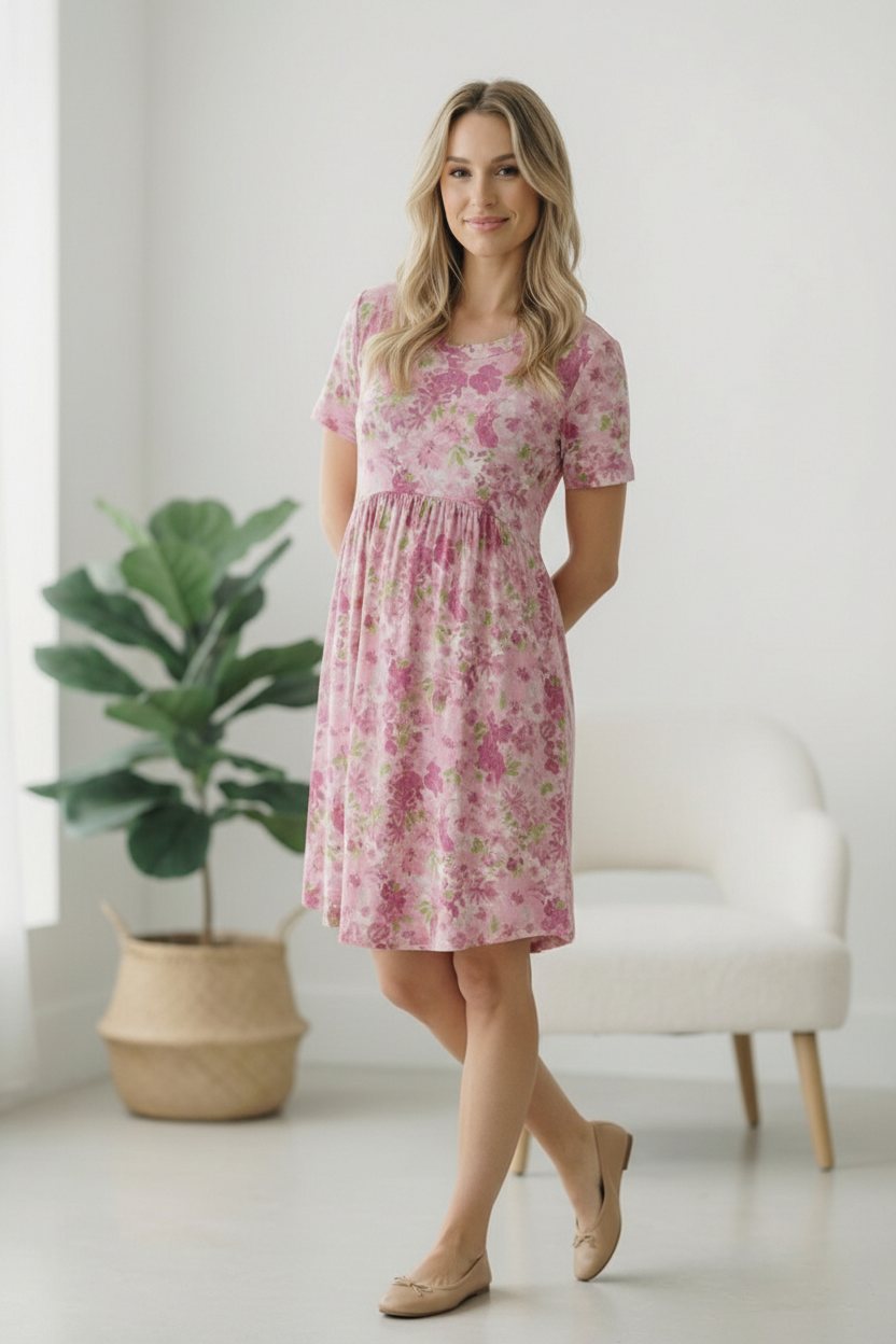 In the Sunshine Fuchsia Babydoll Dress