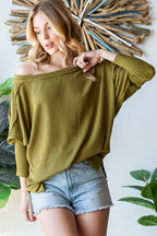 Meet You at the Bookstore Olive Ribbed Long Sleeve