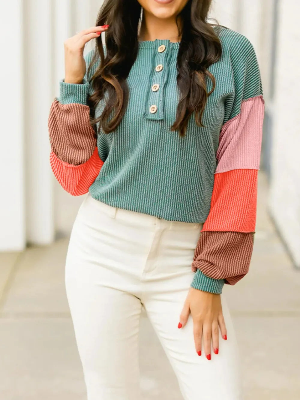 Best Day Ever Color Block Ribbed Top
