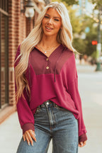 Rianne Waffle Knit Henley Sweatshirt