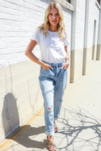 Judy Blue High-Rise Boyfriend Cuffed Hem Star Pocket Jeans
