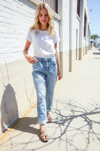 Judy Blue High-Rise Boyfriend Cuffed Hem Star Pocket Jeans
