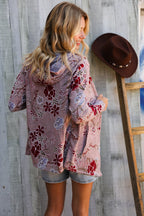 Find Love Bronze Long Sleeve Floral Print Open Cardigan Hoodie