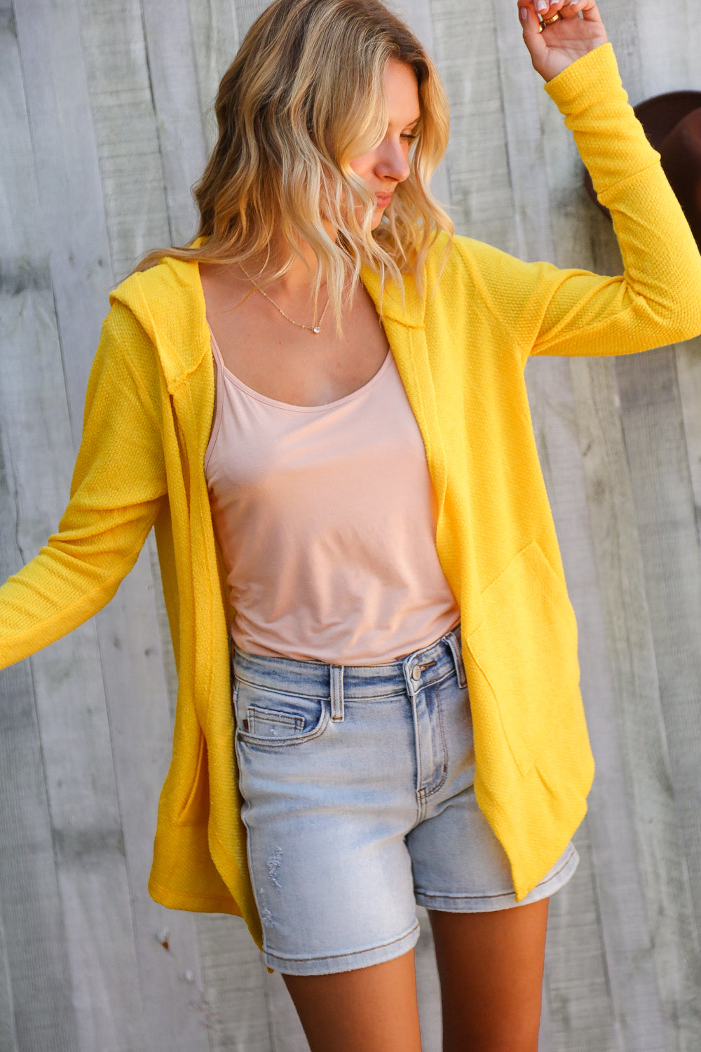 Coastal Breeze Sunflower Long Sleeve Open Hoodie Cardigan