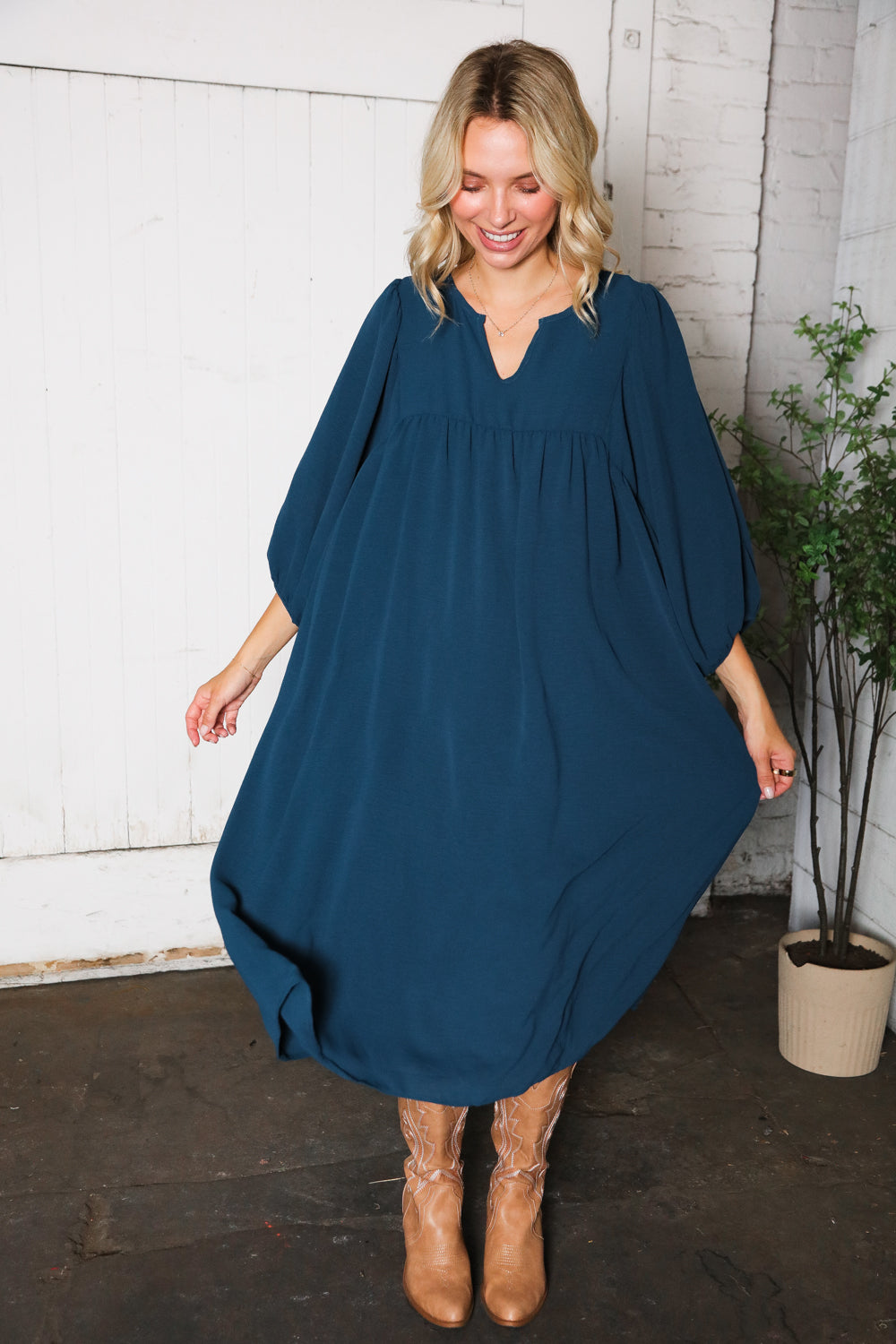 Saphire Skies Woven Crinkled Dress