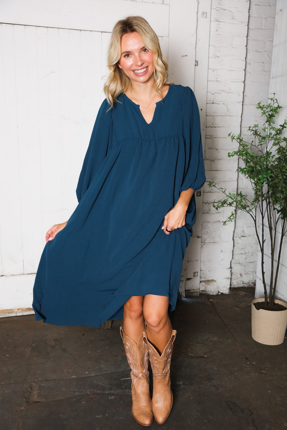 Saphire Skies Woven Crinkled Dress