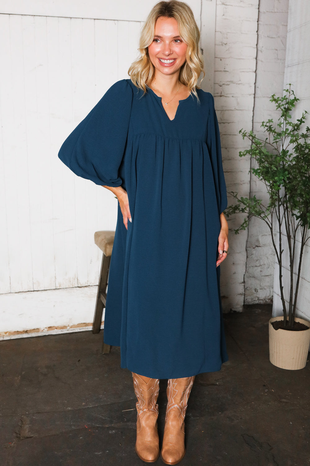 Saphire Skies Woven Crinkled Dress