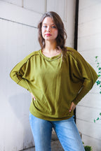 Meet You at the Bookstore Olive Ribbed Long Sleeve