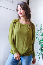 Meet You at the Bookstore Olive Ribbed Long Sleeve