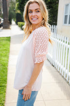 Adorable You Peach French Terry Lace Sleeve Top