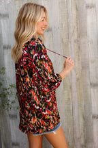 Evening Sunset Scribble Button Down Blouse