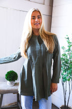 Read Between the Lines Olive Button Cotton Tunic