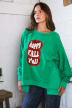 'Happy Fall Y'all' Kelly Green Sweater