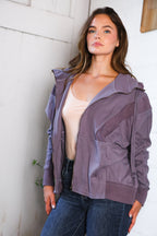 A Cozy Wanderer Dusty Velvet Zip Up Jacket