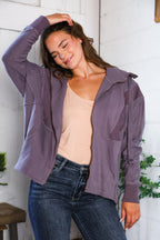 A Cozy Wanderer Dusty Velvet Zip Up Jacket