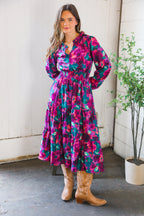Floral Symphony Smocked Waist Dress