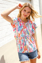 Perfect Find Ivory Floral Leaf Print Short Sleeve Babydoll Top