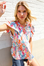 Perfect Find Ivory Floral Leaf Print Short Sleeve Babydoll Top