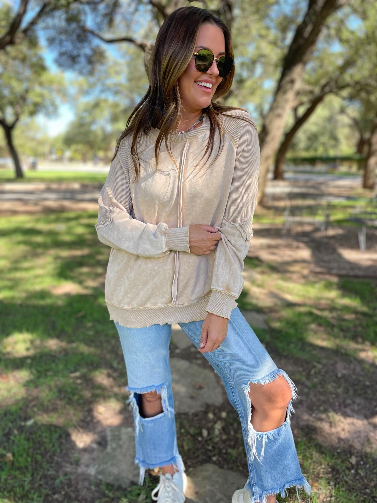 PREORDER: Tara Exposed Seam Sweatshirt