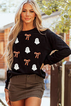 Ghost & Bow Sequin Patch Sweatshirt