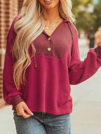 Rianne Waffle Knit Henley Sweatshirt