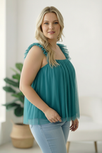 Dreamy Teal Tulle Tank Top