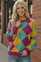 Color Crush Mardi Gras Argyle Knit