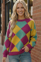 Color Crush Mardi Gras Argyle Knit
