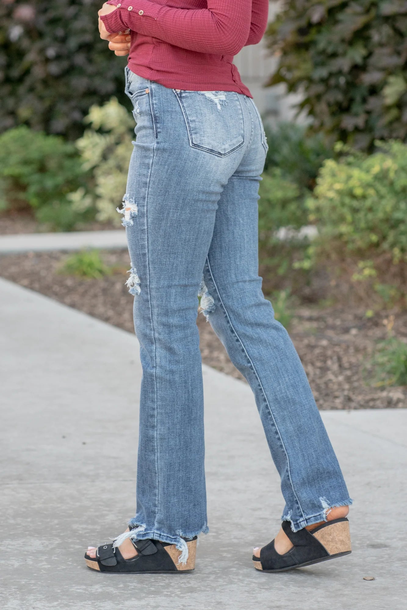 Ashlyn Mid Rise Destroy Straight Leg Jean