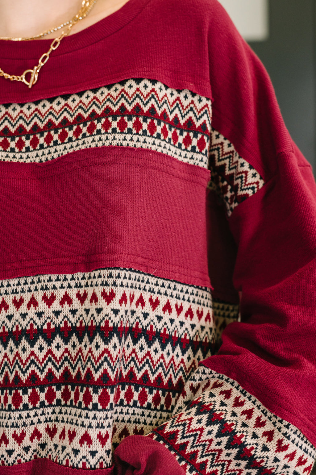 Don't Let Me Miss It Color Block Detail Top