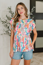 Flirt Alert Flutter Sleeve Top in Ivory