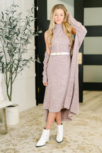 Glam Dress and Cardigan Set in Wine