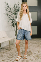 Growing Restless V-Neck Tee in White