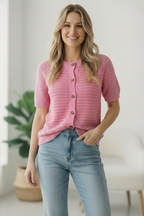Simply Sweet Button Down Pink Sweater