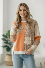 Orange Creamsicle Colorblock Pullover