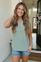 Fresh Pick Striped V-Neck Sleeveless Top