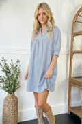 Sunday Stroll Blue Pin Stripe Dress