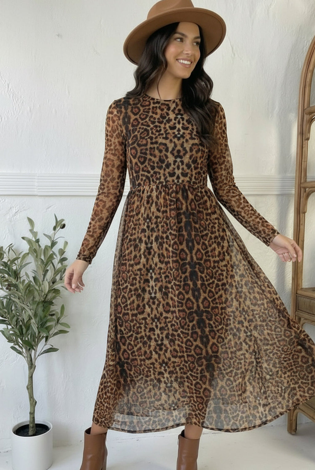 We Run the World Leopard Mesh Lined Dress