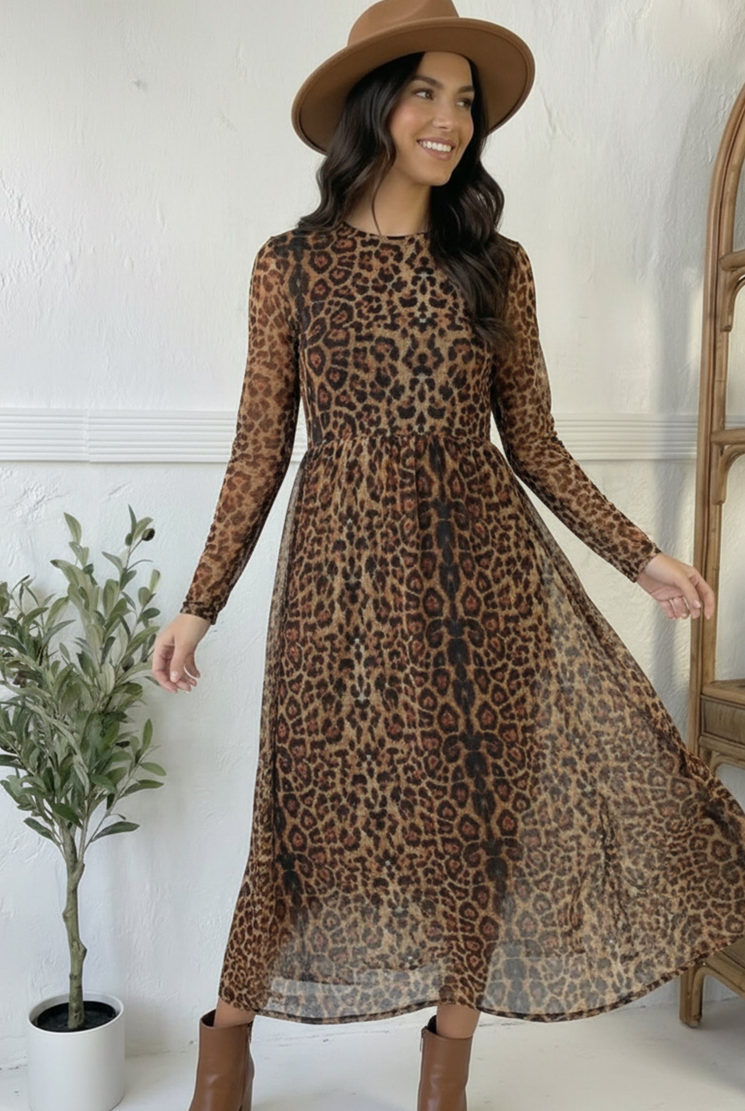 We Run the World Leopard Mesh Lined Dress