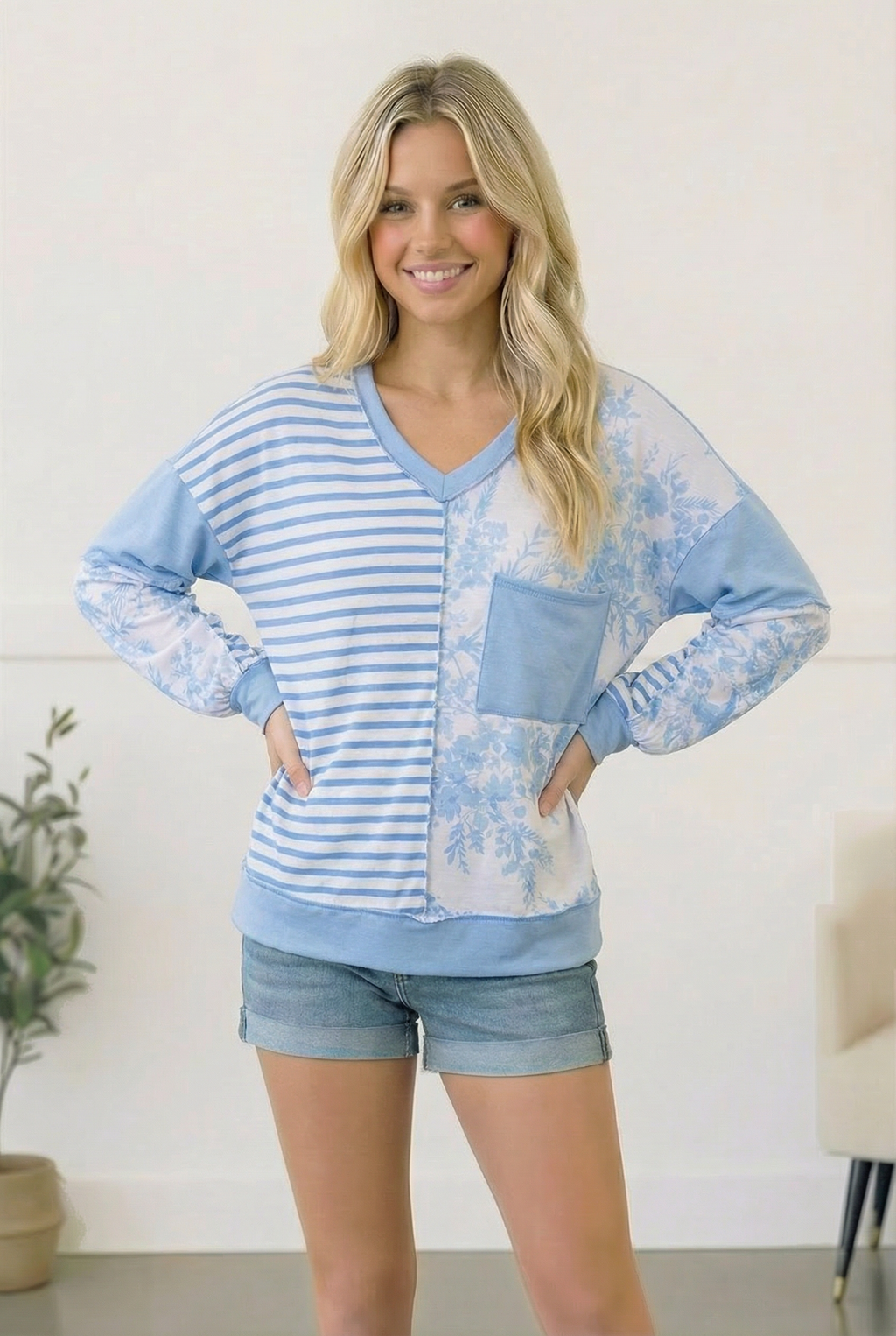 Coastal Calm Colorblock Top