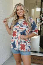 Stars and Patches Quilted Print Top