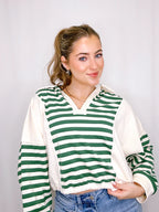 Piper Stripe Collared V Neck Top