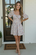 Garden Party Dreams Floral Puff Sleeve Mini Dress