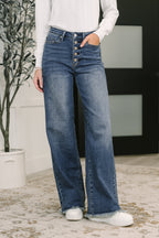 Karla High Waist Column Straight Button-Fly & Back Welt Pkts