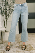 Martha Mid Rise Kick Flare w Raw Hem