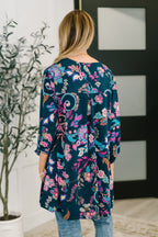 Lizzy Cardigan in Hunter Green Floral Paisley